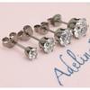 [Adelina Style] Pure Titanium Stud Earrings Popularity Leave It On Men's Ladies 1 Pair 6 Claws High Brightness AAAAA Cubic Zirconia 20G Compatible