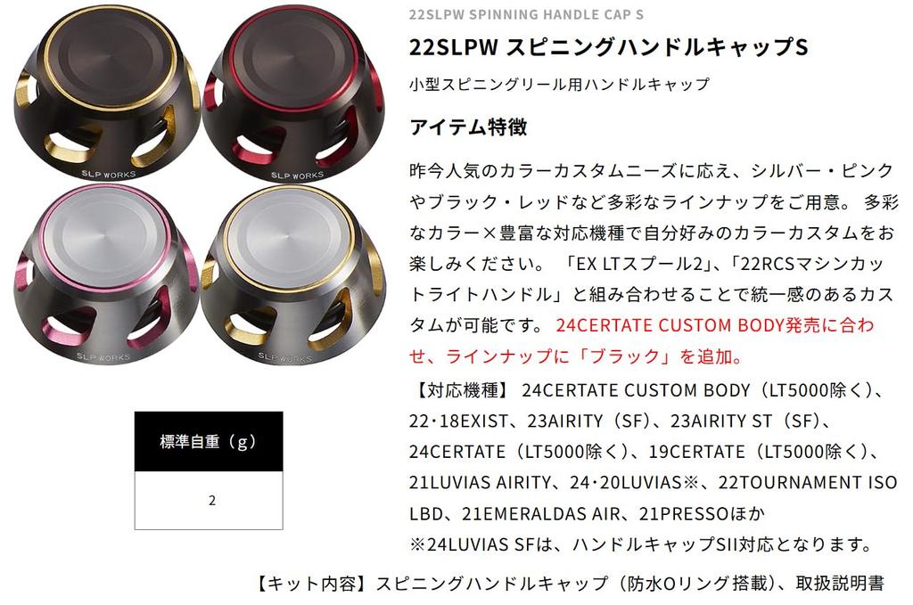 SLPWORKS 22 SLPW Spinning Handle Cap S Black