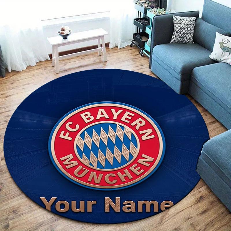 FC Bayern Munchen Custom Name Round Area Rug,Carpet Rug for Living Room Bedroom Sofa Playroom Decor,Non-slip Floor Mat