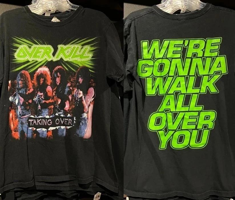 Overkill Rock band Black Short Sleeve T shirt 2 sided 90s Unisex Men Women