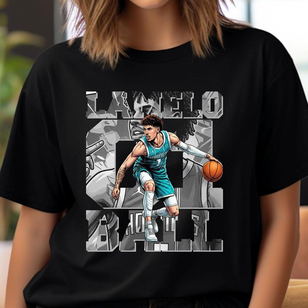 Дизайн футболки с PNG баскетболистом: Комиксная графическая футболка LaMelo Ball Сублимация, DTF (Цифровая загрузка)