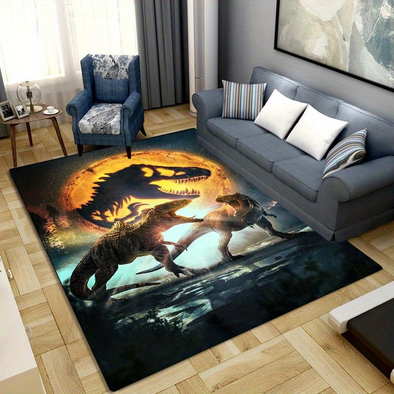 Jurassic Dinosaurs Pattern Area Rug - Polyester Crystal Velvet Non-Slip Protective Floor Mat for Home Decor,Bedroom,Machine Washable - Durab