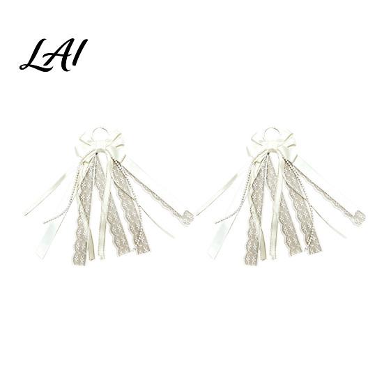 Cowgirl Boot Jewelry 1 Pair Ribbon Bow Charms Cowboy Accessories White Pink Blue Boho Embellishments with Faux Pearls And Lace Charms for