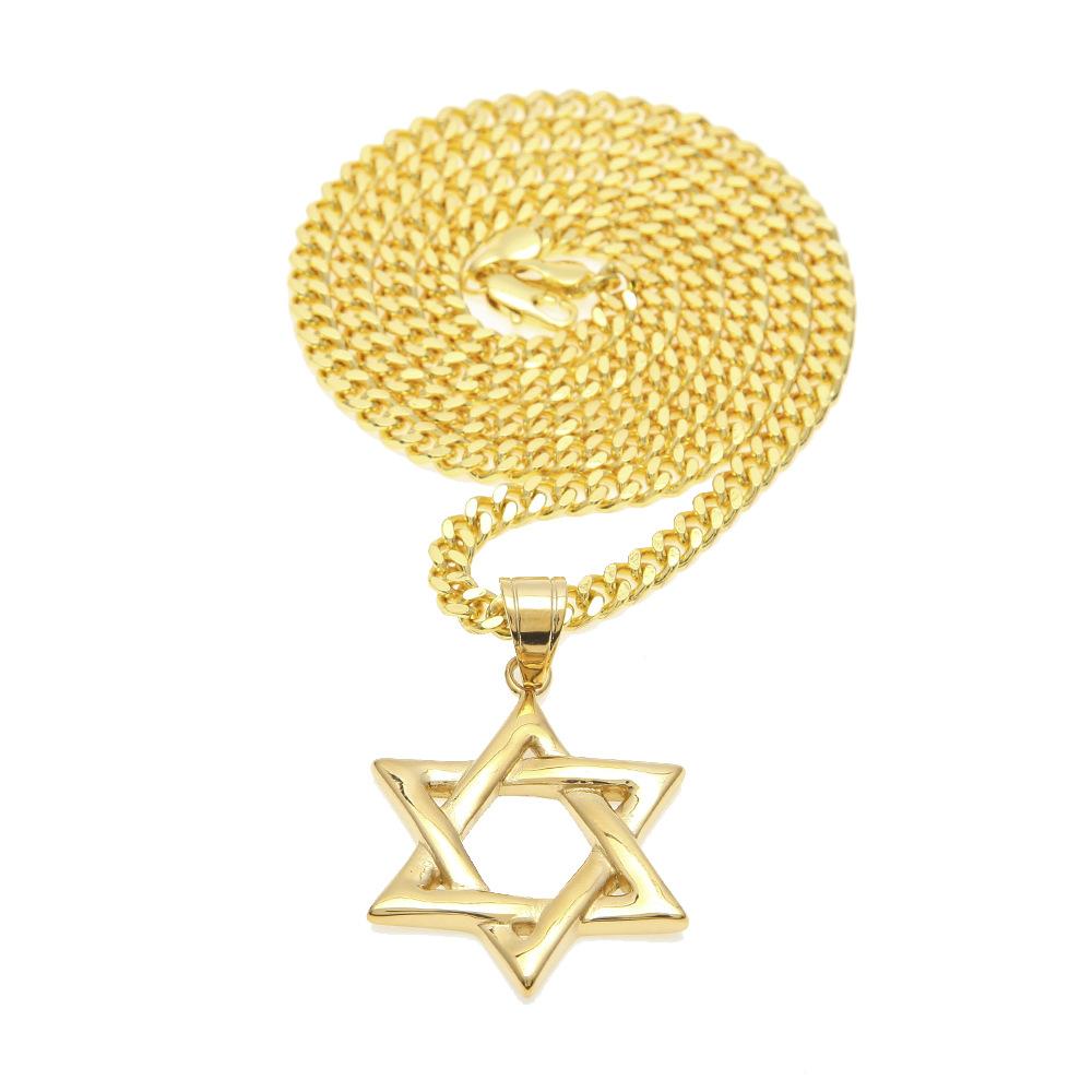 Новая персонализированная звезда Давида из нержавеющей стали, подвеска с шестиконечной звездой, сохраняющее цвет, ожерелье в стиле хип-хоп