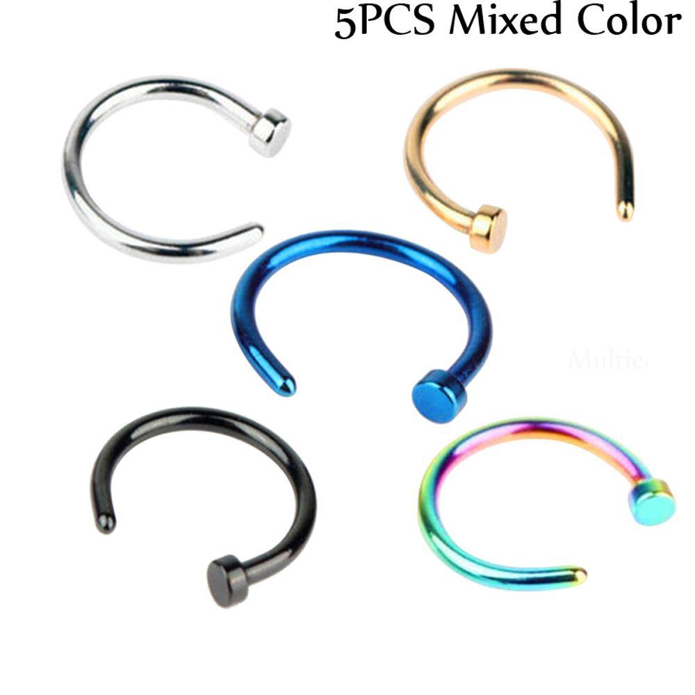 3/5/10PCS 8mm Fake Hoop Clip On Nose Ring Body Jewelry Non Piercing Nostril Hoop