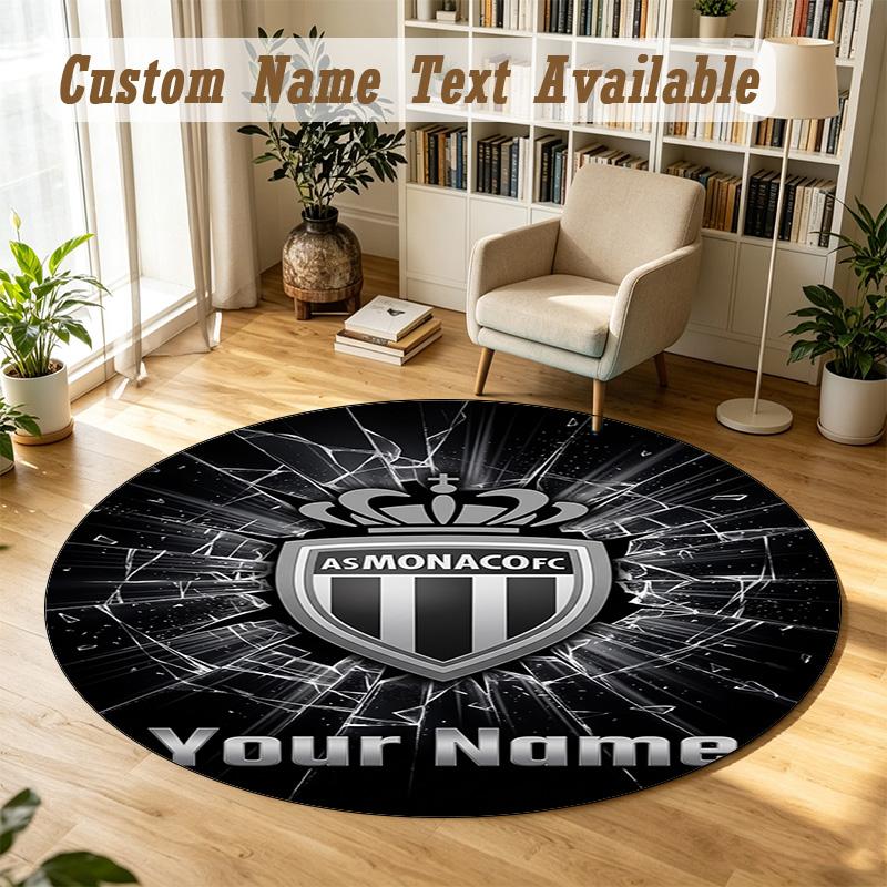 Round Rug Custom NameMonaco FC Pattern Non Slip Carpet Home Floor Decor