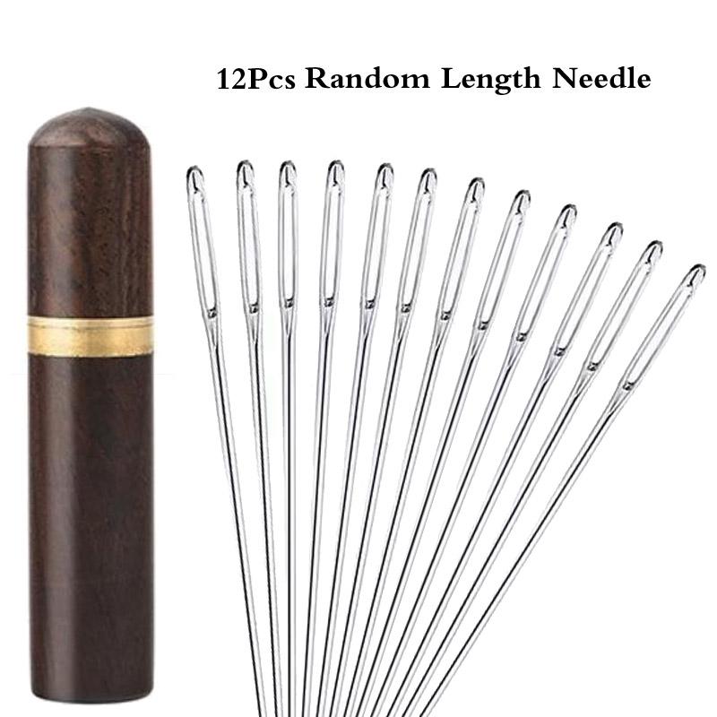 Набор из 12 игл для ручного шитья в деревянном футляре — идеально подходит для шитья, вязания и вышивания