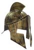 Medieval Knight Greek Spartan Helmet Costume, Gold Gladiator Warrior Roman Helmet with Foldable Face Mask, Gold, One Size