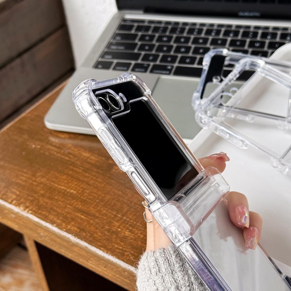 Mirror Transparent for Case for Samsung Galaxy Z Flip 6 4 3 7 Acrylic Airbag Bumper Shockproof Clear Cover
