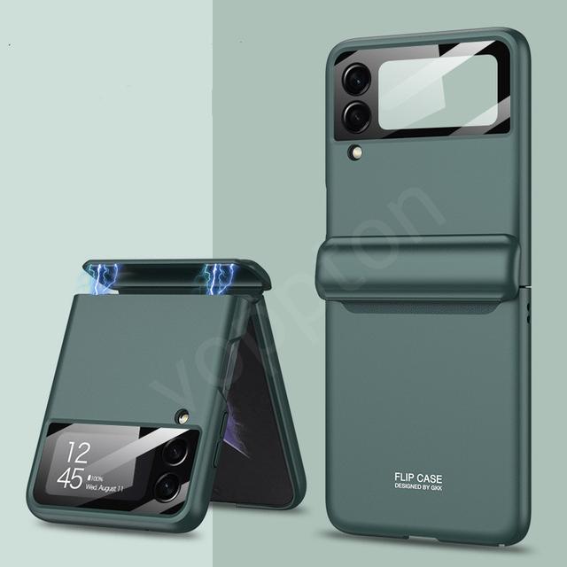 Магнитный адсорбционный защитный чехол для Samsung Galaxy Flip4 Z Flip 4, ультратонкий матовый жесткий пластиковый чехол со стеклянным объективом