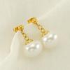 New Fashion Stainless Steel French Pearl Earrings Autumn and Winter Versatile Temperament Titanium Steel Earrings Women
