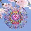 Vibrant Multicolor Heart Shaped Wind Spinner Metal Hanging Art for Garden Yard Decor Colorful Outdoor Patio Ornament with Swirling Patterns
