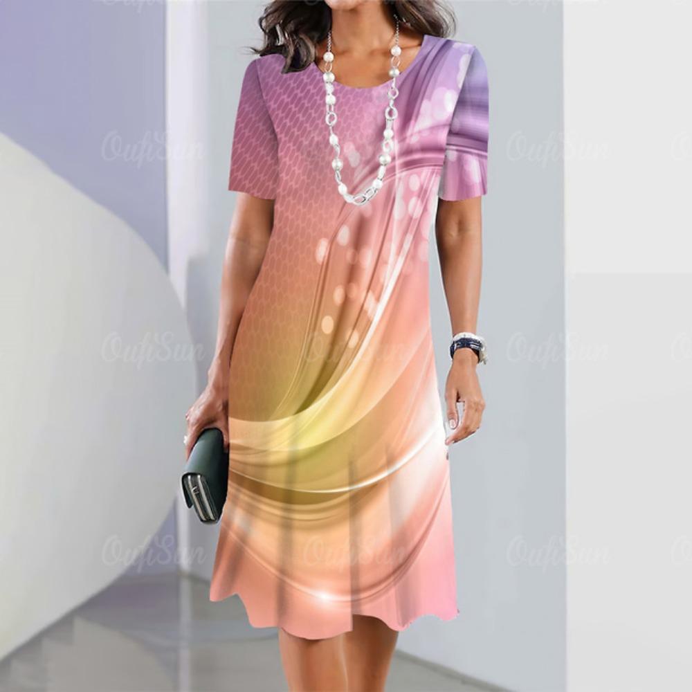 2025 новое элегантное и красивое платье миди с полосатым принтом для женщин, цельные летние платья больших размеров