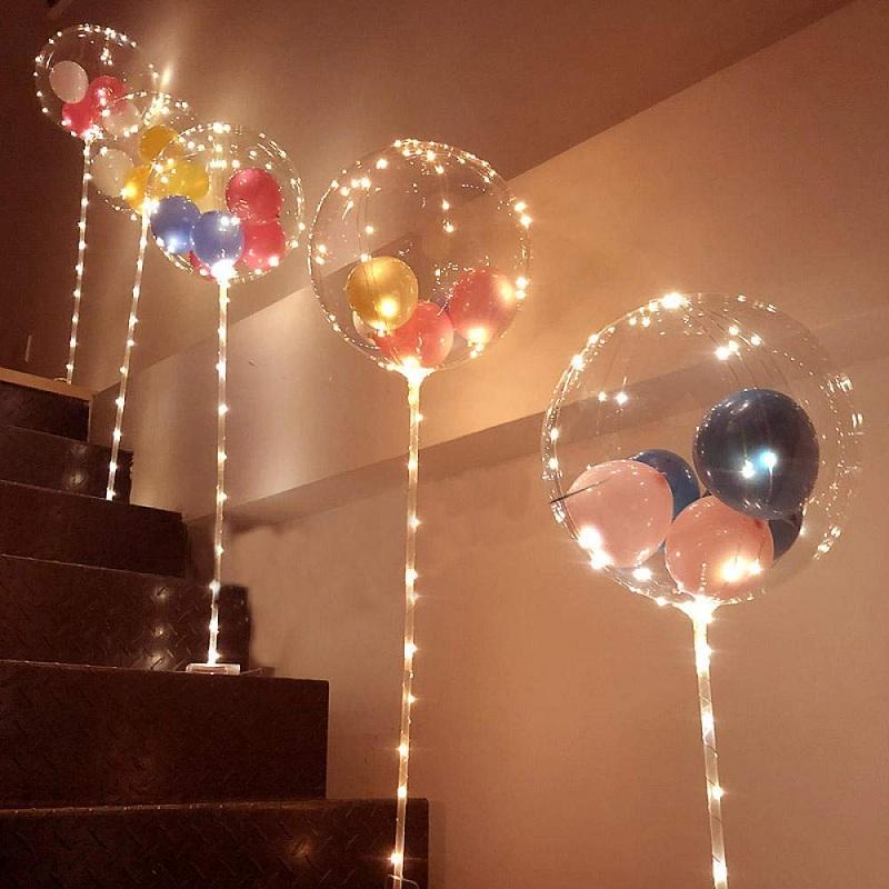 1Set Led Balloon With Column Stand Luminous Transparent Bobo Balloons Stand LED String Lights Wedding Birthday Party Decoration