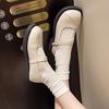 Fashion 2024  Japanese Style Vintage Buckle Mary Janes Shoes Women'S Shallow Mouth Casual Student Pu Leather Shoes Thick Bottom