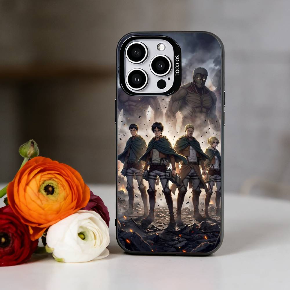 Anime Attack on Titan Phone Case For iPhone 17,16,15,14,13,12,11 Plus,Pro Max,XS,Colorful Silver Phone case Funda Cover