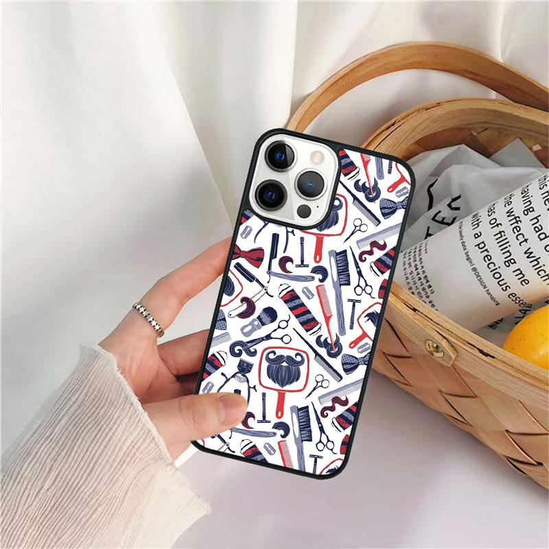 Barber Stripes Scissors Phone Case For iPhone 17 Air 16 15 14 11 12 13 Pro MAX Plus coque Cover Shell