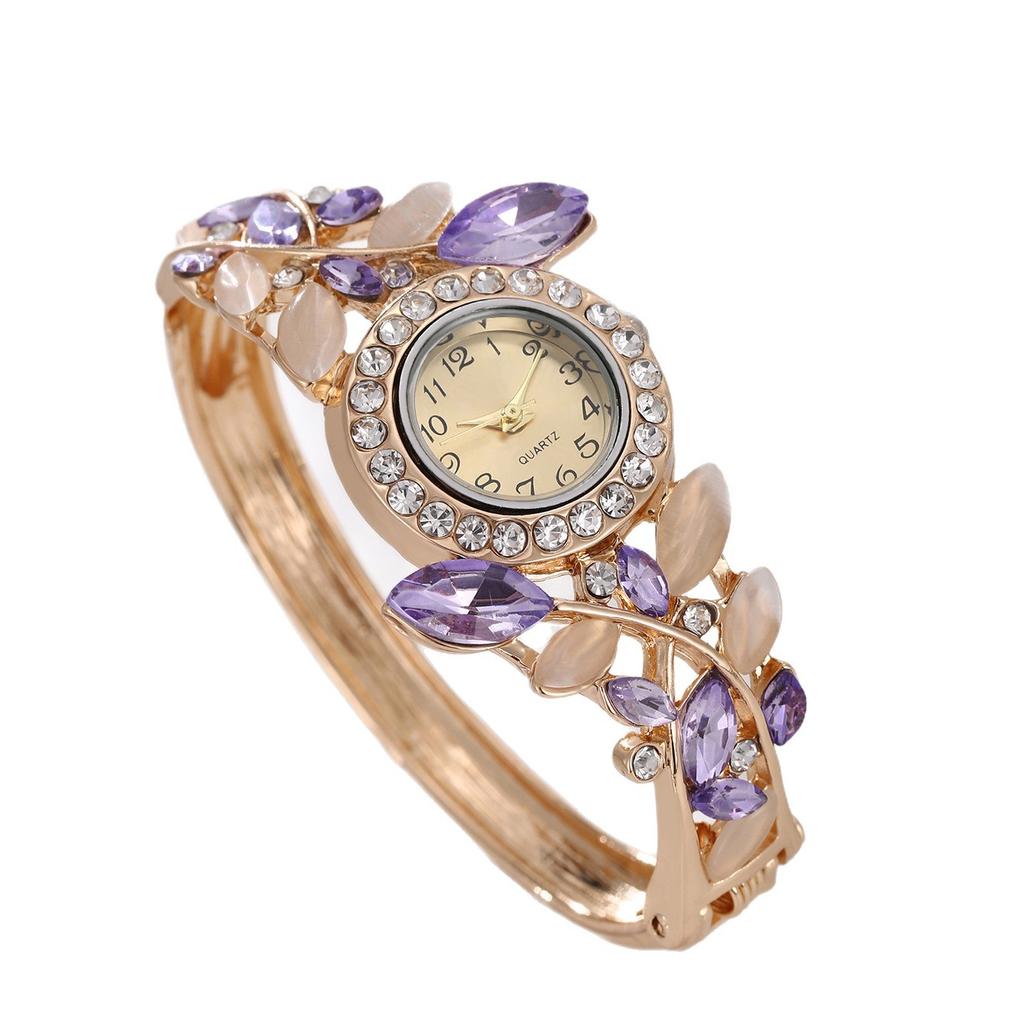 2026 Новые корейские женские часы с бриллиантовым набором и кварцевым механизмом в виде листа