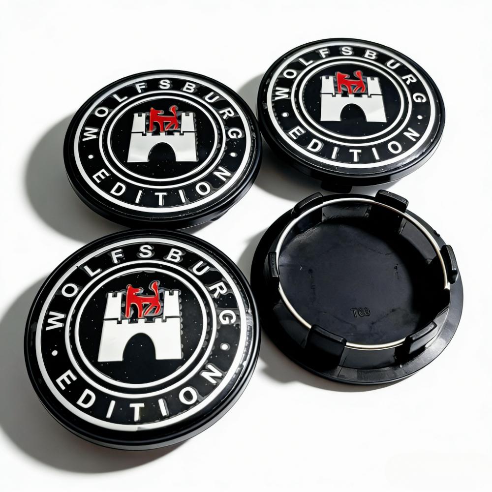 4pcs Wolfsburg Logo Emblem Car Wheel Center Caps 69MM Clips 56MM Wheels Hub Dust Cap Rim Hubcaps Cover Replace Car Accessories