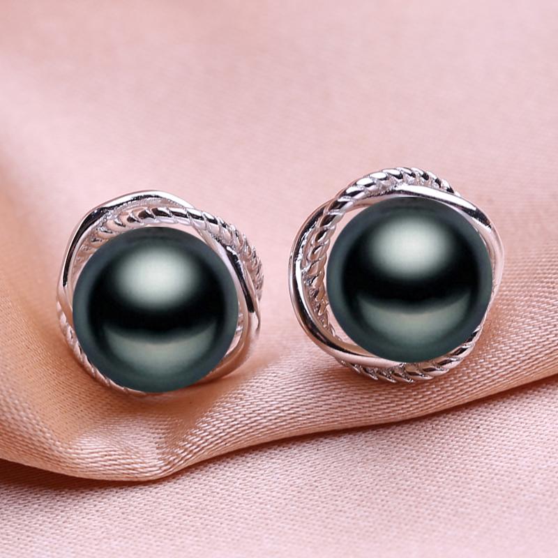 seniko 8-9mm Natural Freshwater Pearl Earrings Fashion Cubic Zirconia Stud Earrings For Women Girl Gift