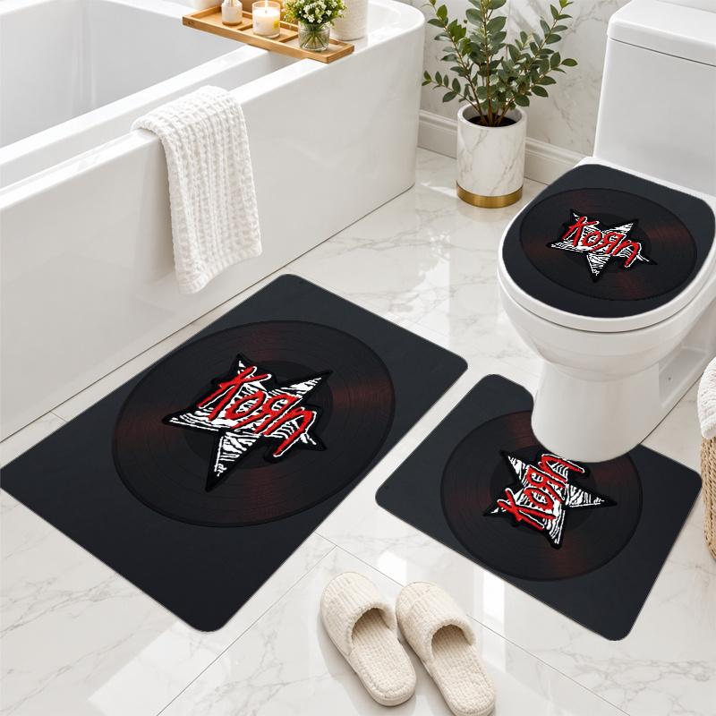 3Pcs Flannel Toilet Mat Set Korn Bathroom Rug Non Slip Bath Carpet Home Decor