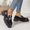 Модная обувь для женщин Весна Новые лоферы женские Толстая подошва Slip on Flats Кожаная платформа Повседневная пряжка Туфли женские Zapatos De Mujer