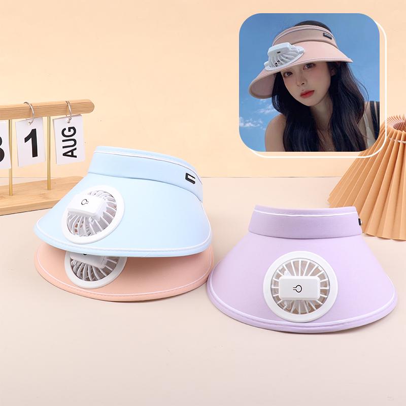 Breathable Cooling Fan Hat Usb Rechargeable Fans Hat Outdoor Travel Sun Hat Empty Top Large Brim With Fan For Women Gifts