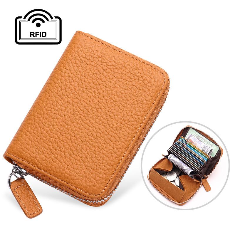 Rfid Card Holder 100% Genuine Leather Business Card Wallet Organ Card Bag Female Bag Japanese