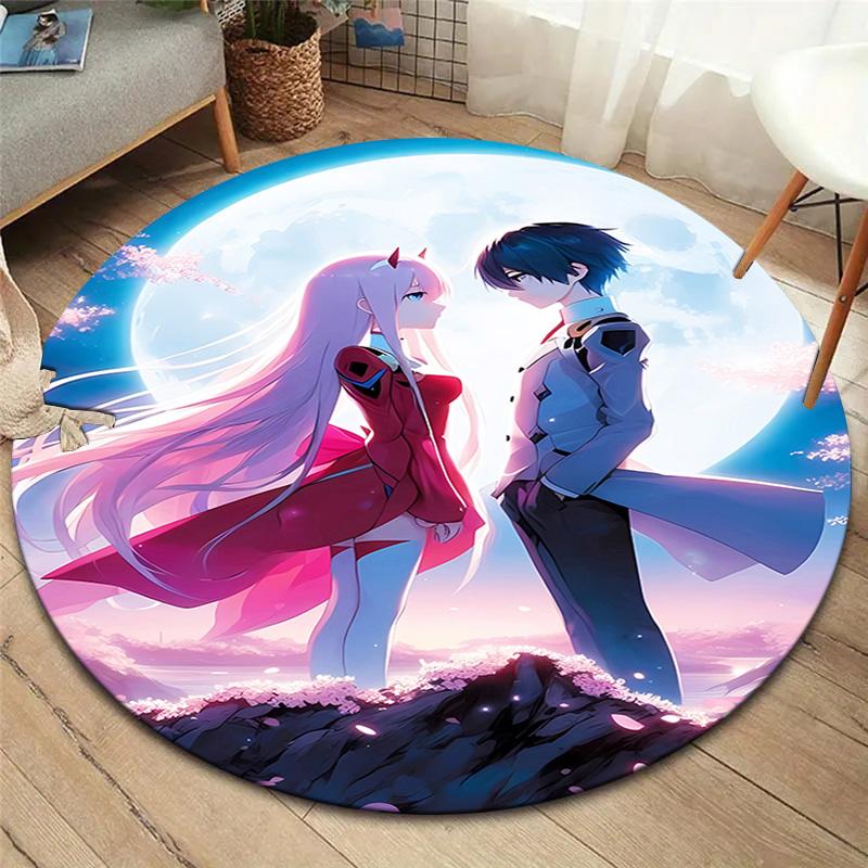Franxx Round Area Rug Carpet Rug For Living Room Bedroom Sofa Playroom Decor Nonslip Floor Mat