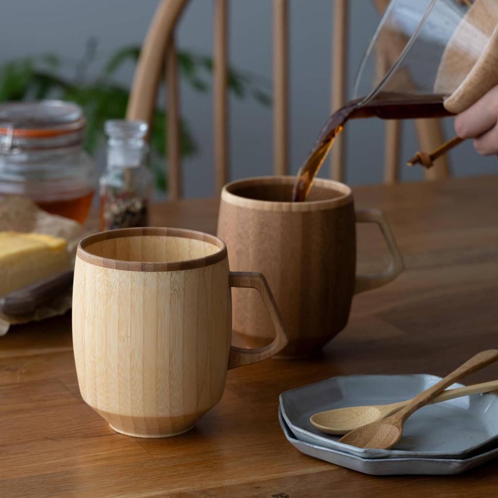 RIVERET Grande Mug + Spoon, 400ml, Bamboo, Dishwasher Safe, RV-208S (Brown)