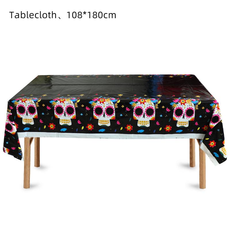 Halloween Fright Night Tablecloth: Pumpkin Ghost Castle Design, Disposable PE Material