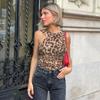 Leopard Print Asymmetrical Slim Fit Pleated Mesh Jumpsuits Women Sexy Rompers Street Fashion Sleeveless Women Bodysuits Casual Elegant Jumpsuit 26143
