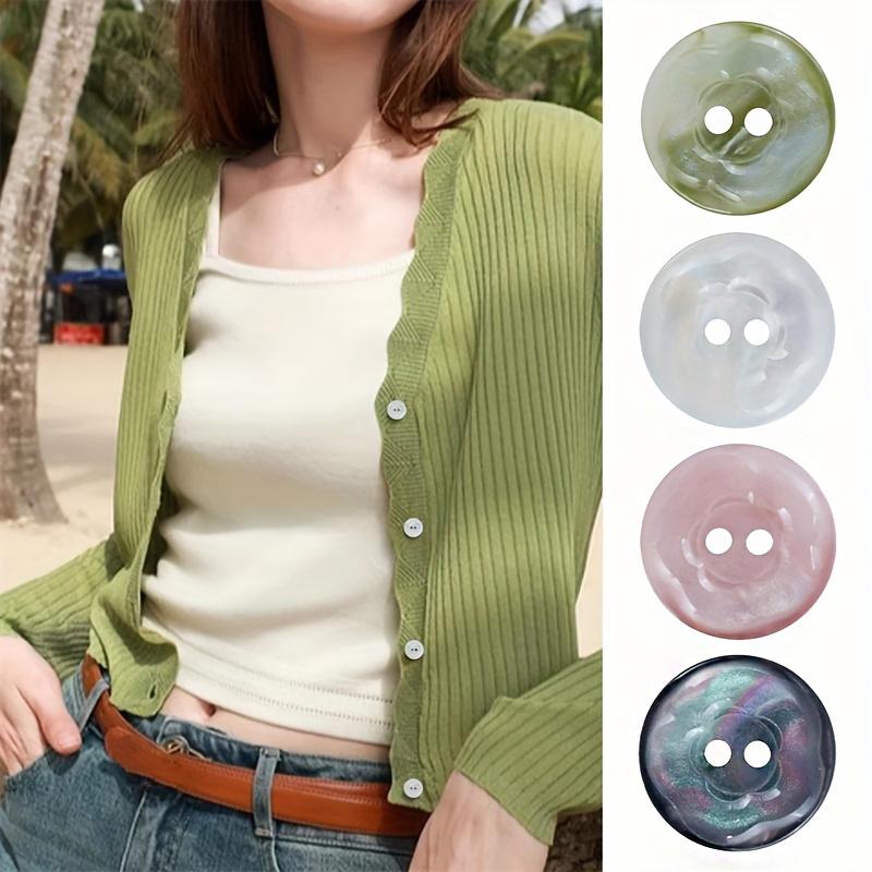 10 ШТ. Мерцающая детская вязаная блузка с пуговицами в виде ракушек Круглая цветочная 11,5 мм/15 мм