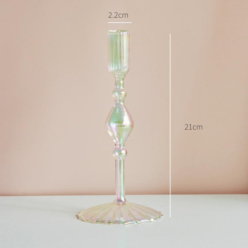 Glass Candle Holder Home Decor Nordic Rainbow Vase Flower Table Living Room Decoration Candlestick Holder for Wedding