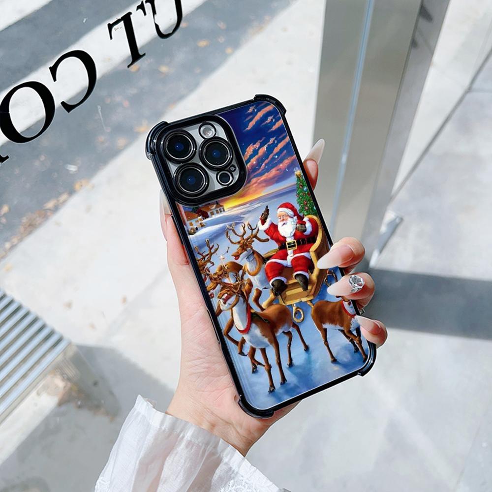 Чехлы для телефонов Ae111 Merry Christmas design с гальваническим покрытием из ТПУ для Xiaomi 11 Lite 5G Redmi Note 13 11 Pro 12C 9S 14C Huawei с защитой на четыре угла