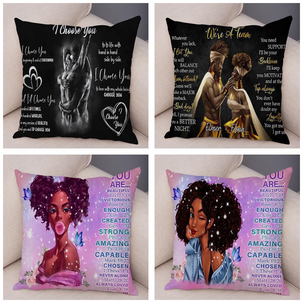 Чехол для подушки с изображением красивой леди, черная наволочка в африканском стиле для девочек, украшение для дивана, автомобиля, дома, наволочка