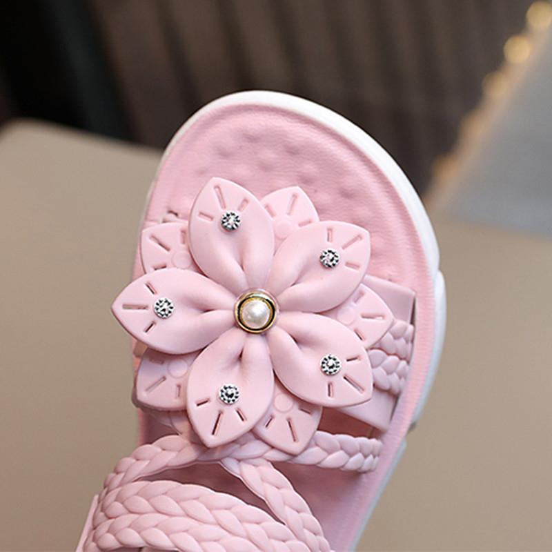 Детские сандалии, летние нескользящие сандалии на мягкой подошве, милые сандалии принцессы с цветами, детские сандалии