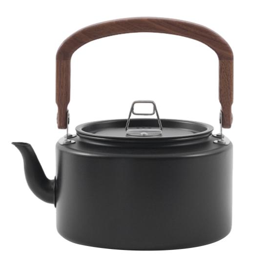 1,2 л Походный чайник из алюминиевого сплава с деревянной ручкой, защищающей от ожогов, портативный, легкий, для путешествий на открытом воздухе, пеших походов, пикников, кофейник, чайник