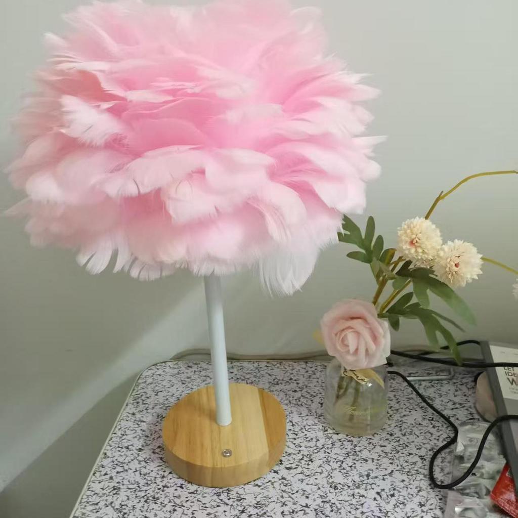 Elegant Eye-Care Feather Remote Table Lamp - Perfect for Live Room Decor, Living Room Ambiance, and Bedroom Bedside Lighting.