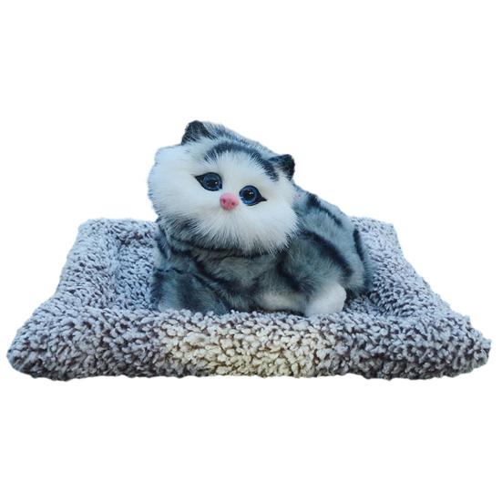 Имитация игрушки для кошек с бамбуковым угольным ковриком, удаление запаха, мяукающий плюшевый котенок, кукла-животное, украшение для домашнего офиса, рабочего стола, орнамент