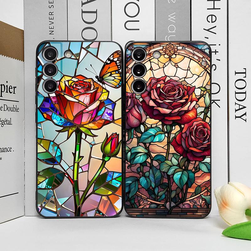 Цветной Чехол для Телефона в Стиле Стекла с Рисунком Розы для Google Pixel 10 9 A 8 A 7A 6A 7 PRO 8 9 Pro XL 4G 5G Цветочные Мягкие Чехлы