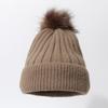 Autumn Winter Solid Color Knit Hat With Pom Pom Warm Pullover Hat