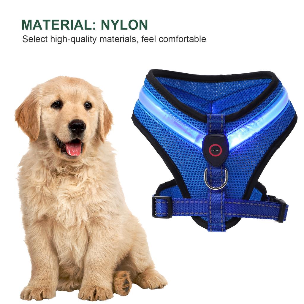 Мягкий жилет для собак, светящийся светодиодный мигающий шлейка для домашних животных, практичный, зеленый нейлон