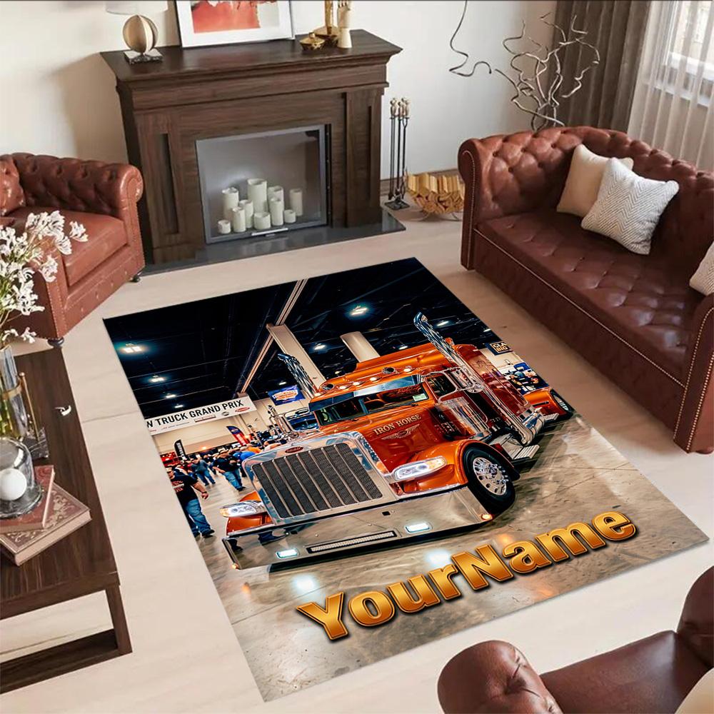 Peterbilt Heavy Trucks Personalized Name Floor Rug Office Rug Suitable for Dormitory Decorate room Dining Room Hallway Anti-slip Rug Decorate Offices