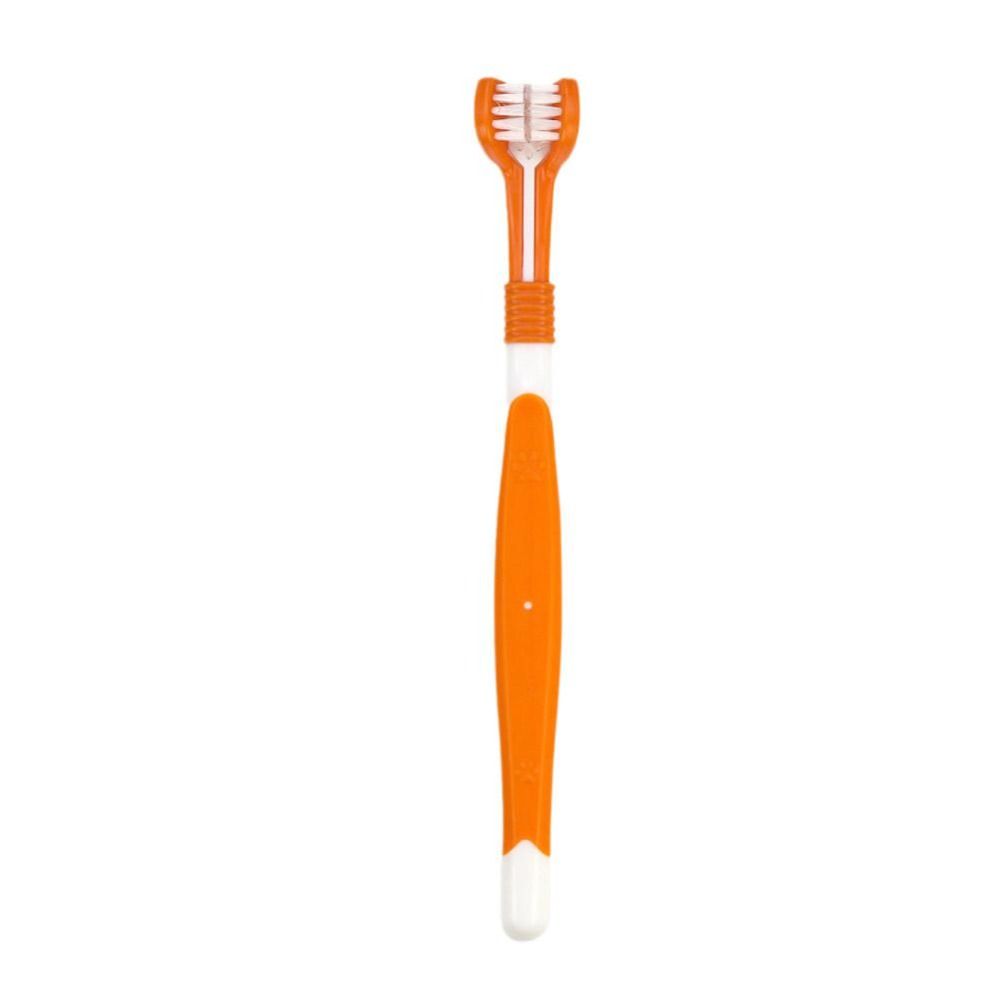 Small Dog Soft Bristle Toothbrush Pet Three-head Toothbrush Nylon Pet Oral Care Cleaning
