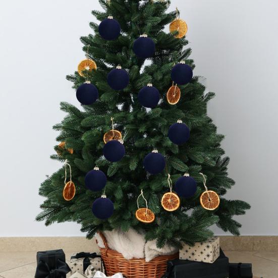 12Pcs Christmas Balls Decorations Xmas Tree Flocked Ball Ornaments Plastic Hanging Ball Decor for Home Bar Restaurant