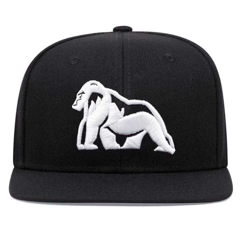 2024 Новая унисекс-бейсболка с вышитым рисунком гориллы для мужчин в стиле хип-хоп, модная, регулируемая, высокого класса