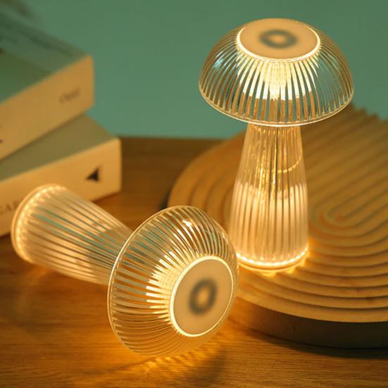 Беспроводная настольная лампа в форме гриба с мягким светом, без мерцания, простое управление, работающая от батареек, портативная светодиодная лампа, небольшой ночник