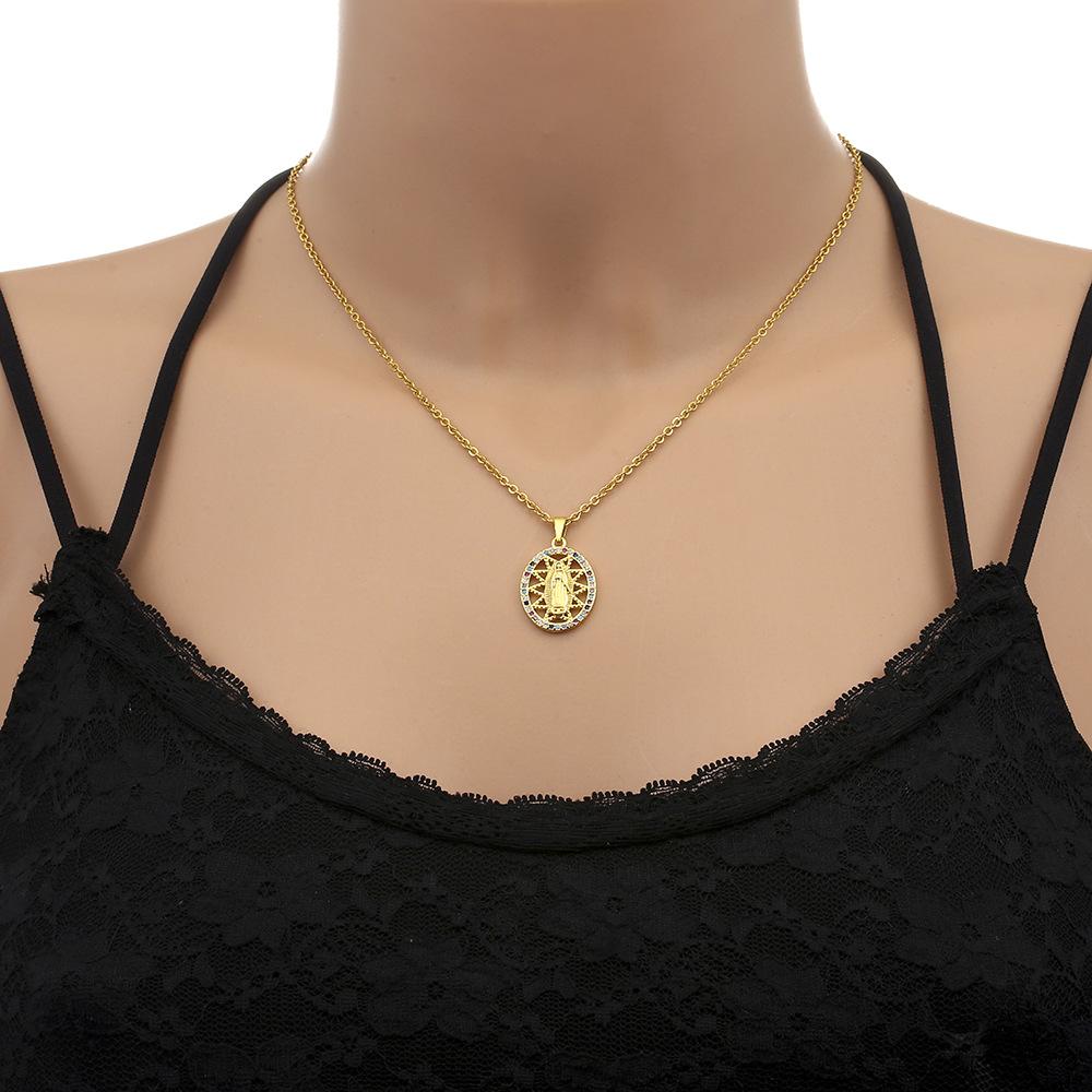 BLINGBAY женское ожерелье с подвеской, модные ювелирные изделия, ожерелье Девы Марии, женская цепочка из медного циркона из нержавеющей стали, модная цепочка на ключицу