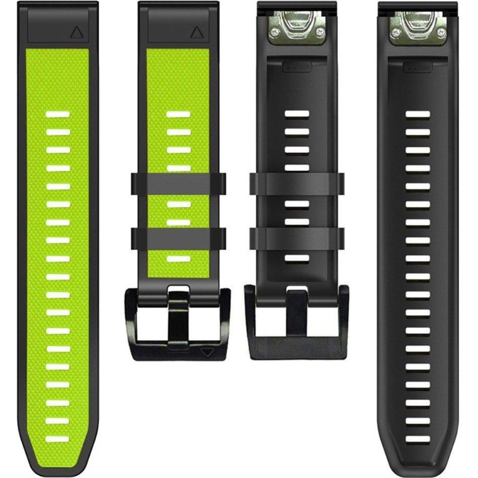 Quickfit Silicone Strap 22mm for Garmin, Lime Green / Black